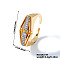 Geometric Brass Micro Pave Cubic Zirconia Cuff Open Rings for Women, Golden & Silver, 22x10mm