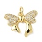 Brass Micro Pave Cubic Zirconia Pendants, Cadmium Free & Lead Free, Bowknot, with Jump Ring, Real 18K Gold Plated, 15x19.5x3mm, Hole: 3mm