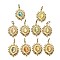 304 Stainless Steel Pendants, Eye, with Cat Eyes, Real 14K Gold Plated, & Ion Plating(IP), with Loop, Mixed Color, 23.5x17x3mm