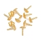 Brass Peg Bails Pin Charms, Flower, Real 18K Gold Plated, 6x4x4mm, Pin: 0.7mm