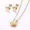304 Stainless Steel Jewelry Sets, Stud Earrings and Pendant Necklaces, with Rhinestone, Heart, Golden, Necklace: 17.7 inch(45cm), Stud Earrings: 8x11x3.5mm, Pin: 0.8mm