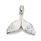 Natural Quartz Crystal Pendants, Brass Enamel Whale Tail Charms, Platinum, 14x18x4mm, Hole: 4x2mm