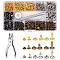Double Cap Iron Rivets & Install Tool Sets, with Fixing Tool, Pliers, Mixed Color, Rivet: 9~16.5x6~8mm, Hole: 2~3mm, 4 colors, 3 sizes, 30sets/color, tatal 360sets