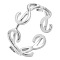 Non-Tarnish Simple 304 Stainless Steel Dollar Sign Opening Cuff Ring for Unisex, Stainless Steel Color