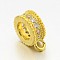 Rack Plating Brass Micro Pave Cubic Zirconia Tube Bails, Loop Bails, Flat Round, Cadmium Free & Lead Free, Golden, 8.5x6.5x3mm, Hole: 1mm, Inner Diameter: 4mm