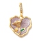 Brass Micro Pave Clear Cubic Zirconia European Dangle Charms Bails, Enamel Peg Bails, for Half Drilled Beads, Cadmium Free & Nickel Free & Lead Free, Heart with Flower Charms, Real 18K Gold Plated, Tray: 3.5mm, 33.5x21.5x7.5mm, Hole: 6x3.5mm, Pin: 0.7mm