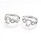 Brass Solitaire Ring Settings, 4 Claw Prong Solitaire Ring Settings, with Cubic Zirconia, Size 6, Platinum, Tray: 7.5x5mm, 16.5mm