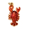 304 Stainless Steel Enamel Pendants, Ocean Theme Charms, Ion Plating(IP), Real 18K Gold Plated, Shrimp, 21.5x10x3mm, Hole: 2.5mm