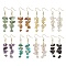 8 Pair 8 Style Natural & Synthetic Mixed Gemstone Chips Dangle Earrings Set, Golden 304 Stainless Steel Cluster Earrings, 58~60x12~16mm, 1 Pair/style