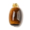 Natural Tiger Eye Pendants, Barrel Charms with Golden Plated Alloy Snap on Bails, 19.5x11mm, Hole: 4x4.3mm