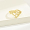 Brass Alphabet Adjustable Rings for Women, Cadmium Free & Nickel Free & Lead Free, with Heart, Letter W, 17mm, US Size 6 1/4(16.7mm)