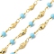 Brass Round Link Chains, with Glass, Soldered, with Spool, Real 18K Gold Plated, 13x4.5mm