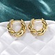 Латунные серьги-кольца из прозрачного кубического циркония EJEW-R025-16G-1