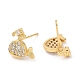 Серьги-гвоздики из латуни «кит» с фианитами EJEW-D061-42G-2