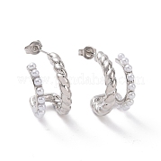 Серьги-гвоздики из абс-пластика с жемчугом и бусинами EJEW-G339-06P