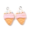Resin Pendants, with Platinum Iron Peg Bail, Ice-cream, Pink, 26.5x15x5.5mm, Hole: 2mm