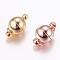 Brass Magnetic Clasps with Loops, Long-Lasting Plated, Round, Mixed Color, 13.5x8mm, Hole: 3mm