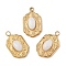 Natural White Jade Pendants, Oval Charms, with PVD Vacuum Plating 304 Stainless Steel Settings, Real 18K Gold Plated, 16x9.5x4mm, Hole: 1.5mm