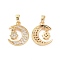 Brass Micro Pave Clear Cubic Zirconia Pendants, Cadmium Free & Nickel Free & Lead Free, Moon with Star Charms, Real 18K Gold Plated, 16x13x2mm, Hole: 5x2.5mm