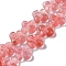 Cherry Quartz Glass Beads Strands, Flower, 13~14x13~14x5~5.5mm, Hole: 1.2mm, about 15pcs/strand, 7.95''(20.2cm)