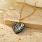Paua Shell Heart Pendant Necklaces, Stainless Steel Chain Necklaces for Women, Golden, 15.75 inch(40cm)