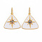 Brass Micro Pave Colorful Cubic Zirconia Pendants, with Enamel, Nickel Free, Real 18K Gold Plated, Triangle, White, 20x20x2mm, Hole: 7X3.5mm