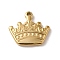 304 Stainless Steel Pendants, Crown Charm, Real 14K Gold Plated, 16x18x2mm, Hole: 1.6mm