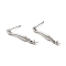 Brass Stud Earring Findings, with 925 Sterling Silver Pins, for Half Drilled Beads, Cadmium Free & Nickel Free & Lead Free, Real Platinum Plated, 16mm, Pin: 12x0.8mm and 0.6mm(for Half Drilled Beads)