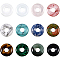 BENECREAT 12Pcs Donut Disc Natural Stone Pendants 12 Mixed Color Gemstone Donut Charms Flat Round Donut Stone Beads(18x4.5mm) Hole: 5.5mm Pendants for Jewelry Making
