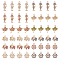48Pcs 12 Styles Rack Plating Eco-friendly Alloy Rhinestone Pendants, Helm & Fishbone & Maple Leaf & Elephant Charms, Mixed Color, 14~22x8.5~16.5x2.5~3.5mm, Hole: 1.2~2mm, 4Pcs/style