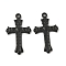 304 Stainless Steel Pendants, Ion Plating(IP), Black, Cross, 30.5x18.5x2mm, Hole: 2mm
