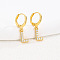 Brass Micro Pave Clear Cubic Zirconia Hoop Earrings, Golden, Letter L, 25x8mm
