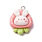 Opaque Resin Pendants, with Platinum Tone Iron Loop, Rabbit, 26x20x10mm, Hole: 2mm
