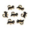 Alloy Links Connectors, with Enamel, Light Gold, Cat, Black, 16x19x1.5mm, Hole: 1.5x1.9mm