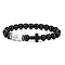 Bohemian Tiger Eye Stone Bracelet Cross Natural Stone Beads Vintage Matte Bead Bracelet