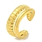 304 Stainless Steel Double Lines Open Cuff Ring, Golden, US Size 8 1/4(18.3mm)