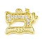 Brass Micro Pave Clear Cubic Zirconia Pendants, Cadmium Free & Nickel Free & Lead Free, Sewing Machine Charms, Long-Lasting Plated, Golden, 11.5x13x2.5mm, Hole: 1.2mm