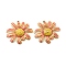 304 Stainless Steel Enamel Pendants, Ion Plating(IP), Flower Charm, Golden, Cerise, 24.5x27.5x4mm, Hole: 1.5mm