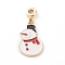 Christmas Alloy Enamel Pendants, with Brass Tube Bails, Christmas Snowman, Golden, 24x14x1.5mm, Hole: 3mm