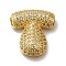 Brass with Cubic Zirconia Pendants, Cadmium Free & Nickel Free & Lead Free, Letter T, Letter T, 22x20.5x6.5mm, Hole: 4mm