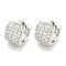 Brass Micro Pave Clear Cubic Zirconia Hoop Earrings Women, Real Platinum Plated, 6.5x9mm