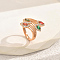 Brass Micro Pave Cubic Zirconia Finger Rings for Women, Horse Eye, Colorful, 23mm, US Size 7(17.3mm)