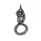 316 Surgical Stainless Steel Micro Pave Cubic Zirconia  Pendants, Snake, Ion Plating(IP), Antique Silver, 48x20.5x6.5mm, Hole: 3.8mm