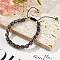 Adjustable Natural Tourmaline and Non-magnetic Synthetic Hematite Braided Bead Bracelets, Inner Diameter: 1-3/4~2-7/8  inch(4.5~7.3cm)