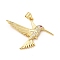 Rack Plating Brass Micro Pave Cubic Zirconia Pendants, Cadmium Free & Lead Free, Real 18K Gold Plated, Hummingbird Charm, Clear, 34x25x3mm, Hole: 3.5x5mm