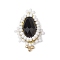 Glass Seed Beaded Teardrop Pendants, with Glass Bead, Black, 24x17x8mm, Hole: 0.8mm