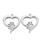 304 Stainless Steel Pendant Cabochon Settings For Enamel, Heart with Dog Footprint, Stainless Steel Color, 27.5x25x2mm, Hole: 2mm