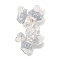Brass Clear Cubic Zirconia & Glass Flower Connector Charms, Cadmium Free & Nickel Free & Lead Free, with Enamel, 925 Sterling Silver Plated, 32.5x19.5x10.5mm, Hole: 1.4mm