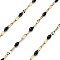 Ion Plating(IP) 304 Stainless Steel Dapped Chains, with Enamel, Soldered, with Spool, Black, 11x2~2.5x2~2.5mm, about 32.81 Feet(10m)/Roll
