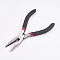 45# Carbon Steel Jewelry Pliers, Chain Nose Pliers, Polishing, Black, Stainless Steel Color, 13x7.7x0.9cm